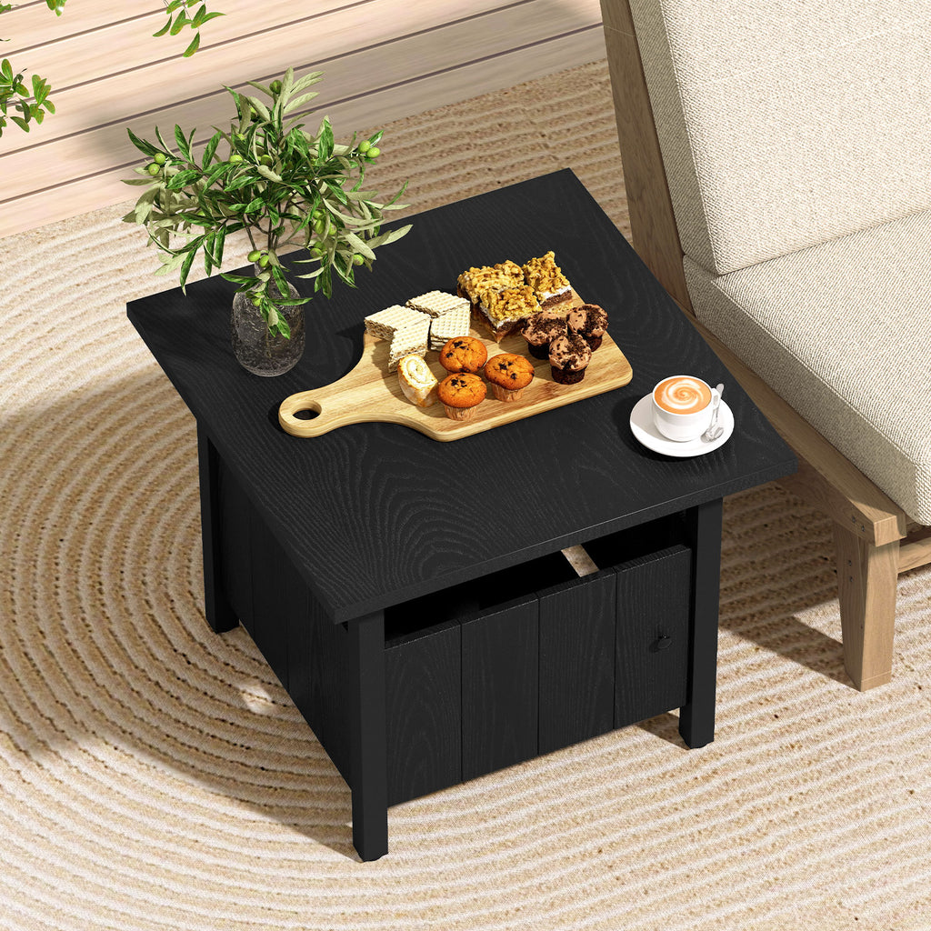 Outdoor Side Table with Umbrella Hole - Style 5, Black