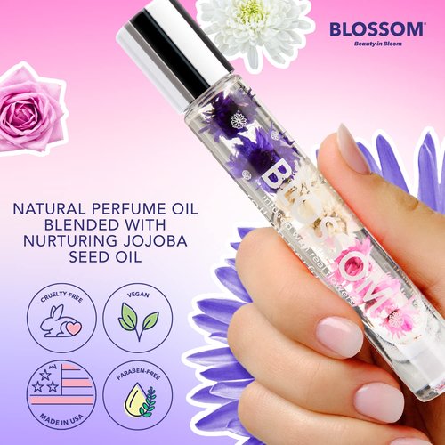 Blossom Roll on Rollerball Perfume Oil with Natural Ingredients + Essential Oils & Unisex Eau De Parfum Plant Based Perfume Spray, Infused with Real Flowers, 2 Pack Bundle, Honey Jasmine/Slay