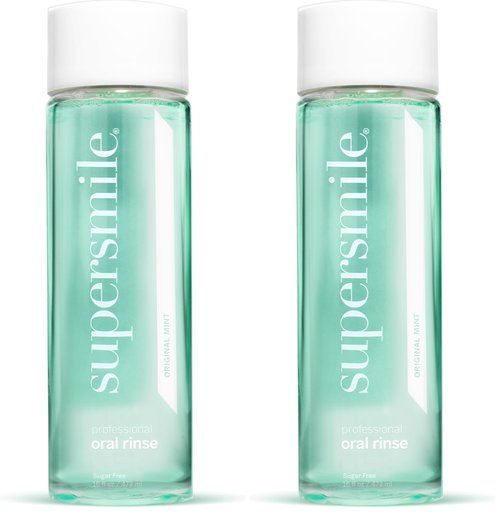 Supersmile Oral Rinse Mouthwash - Clinically Formulated Mint Flavored Sugar Free Dental Mouthwash - Fresh Breath - Anti-Germicidal - Alcohol-Free (16 Fl Oz) (Pack of 2)