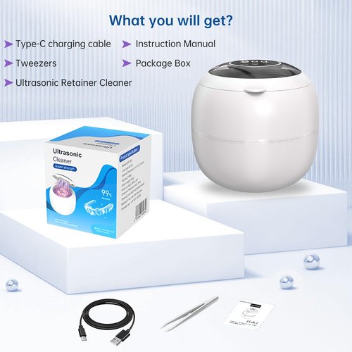 Westdeer Wireless Ultrasonic Cleaner,Westdeer 45kHz,UV Cleaning,for Dentures,Watch Bands,Toothbrush Heads,Pacifiers,Jewelry Rings,4 Modes,210ml Capacity,Travel (white)