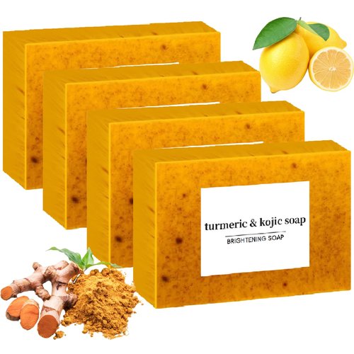 guluxly Lemon Turmeric Kojic Soap, Turmeric Soap for Spots Remover with Vitamin C, Lemon, Retinol Collagen, Shea Butter More Moisturizing for Face and Body (4)