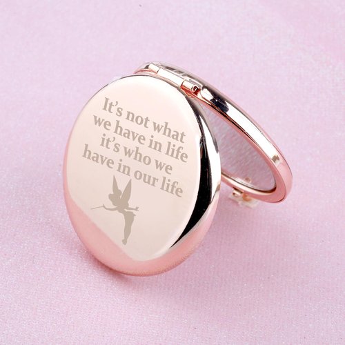 WUSUANED Fairy Princess Makeup Mirror It’s Not What We Have in Life It’s Who We Have in Our Life Jewelry Princess Gift Peter Gift Cartoon Fan Gift