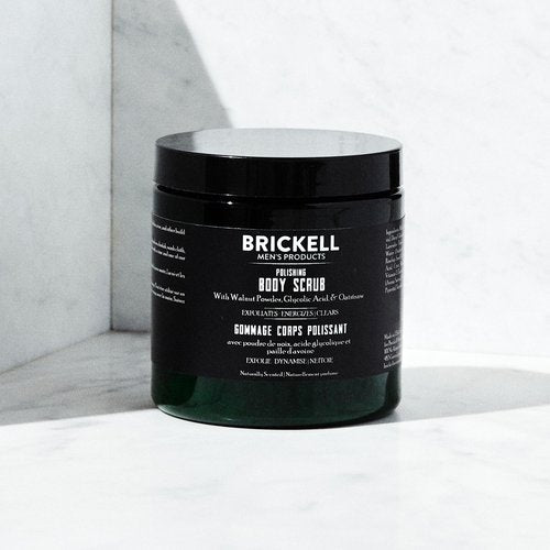 Brickell Men's Polishing Body Scrub for Men, Natural and Organic Body Exfoliator to Remove Dirt, Prevent Blemishes, and Brighten Skin (8 ounce)