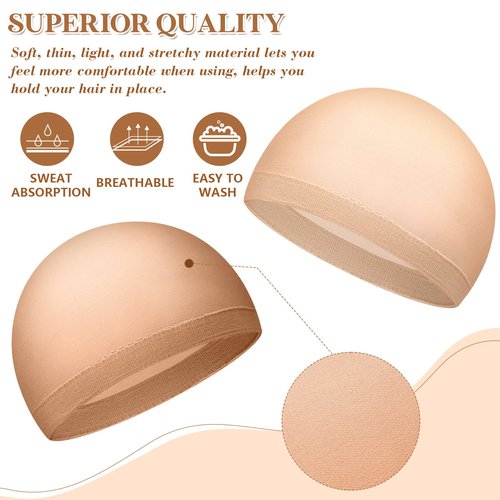 Mepase 200 Pcs Wig Caps Nylon Stocking Caps Bulk Elastic Thin Head Wig Accessories for Women Men Halloween Hair Decorations Brown and Light Brown
