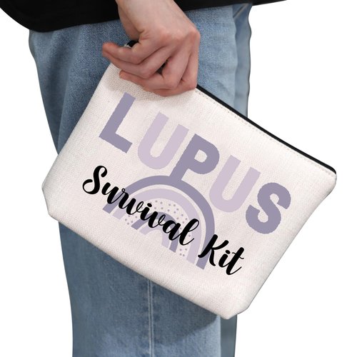 G2TUP Lupus Awareness Gift Lupus Survival Kit Makeup Bag Lupus Warrior Cosmetic Bag Lupus Support Gift Chronic Illness Gift (Lupus Survival Kit MB)