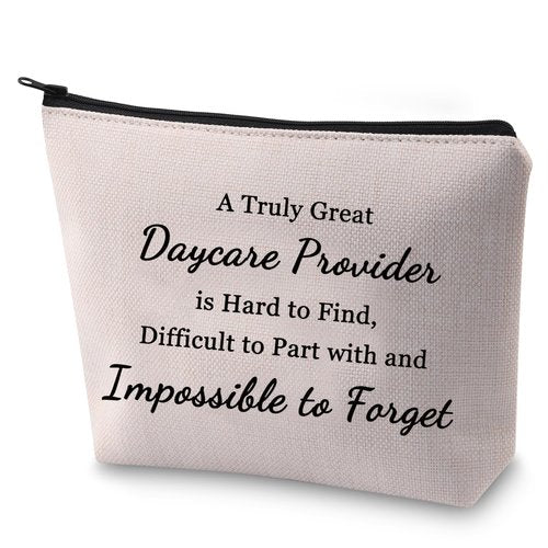 BLUPARK Daycare Teacher Gift Early Childhood Educators Cosmetic Bag A Truly Great Daycare Provider Canvas Makeup Bag (Truly Great Daycare Provider)