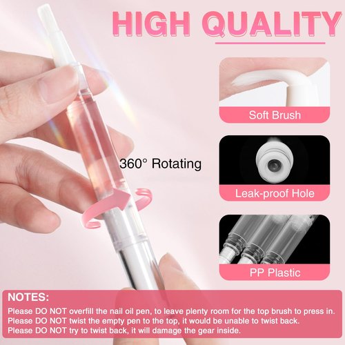 DupakSYS Nail Oil Pen 100Pcs 3ml Empty Cuticle Oil Pen Travel Transparent Twist Pens with Brush Tip for Nail Oil, Eyelash Growth Liquid Tube, Cosmetic Lip Gloss Container Applicators + 120pcs Label