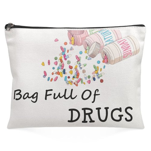 Hookoome Nurse Practitioner Gifts for Women - Bag Full Of Drugs- Funny Medicine Cosmetic Pill Bag Storage Multifunction Pouch for Her Mom Patient Birthday Gifts