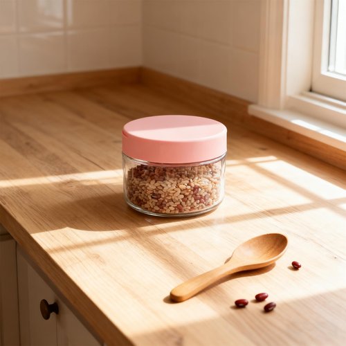 Clear Plastic Cosmetic Jars with White Lids (Pink)