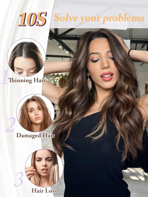 PANEWAY Wavy Curly Hair Topper - 20inch Long, Natural Brown With Highlights, Clip In Synthetic Wiglets