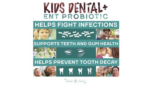 Replenish the Good Children's Dental Probiotic Chewables - Digestive & Immune Support - Oral Probiotics for Healthy Teeth and Gums, Bad Breath & ENT Support - Cherry-Pomegranate Flavor (60 Count)