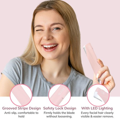 PELCAS Electric Dermaplaning Tool Kit for Women Face with LED Light, Facial Mini Dermaplaning Razor with 6 Blades, 3 Speeds 2 in 1 Facial Peach Fuzz Hair & Exfoliation Removal System at Home BV18-712