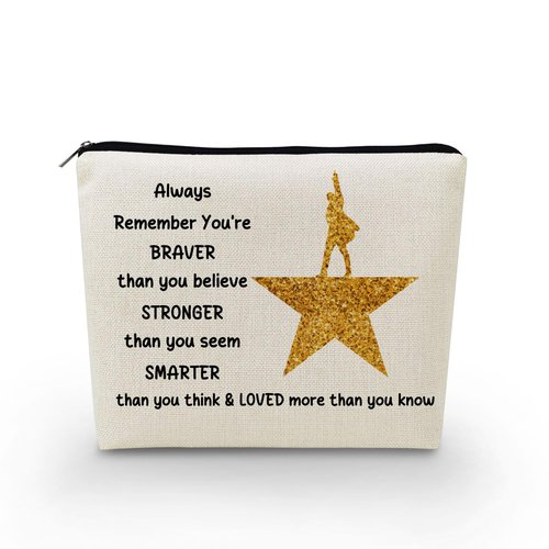 YULUENZE Broadway Musical Makeup Bag Musicals Hamilton Gift Organizer Bag You Are Stronger Smarter Than You Think Hamilton Toiletry Zipper Pouch Cosmetic Bag Gift for Broadway Fans Women