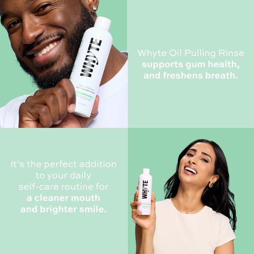 Whyte Coconut Oil Pulling Mouthwash for Teeth Whitening & Gum Health (Spearmint)