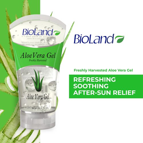 Bioland Aloe Vera Gel – Daily Multi-Purpose Hydrating Gel – Sunburn Relief and Soothing Moisturizer for Face and Body – All Skin Types – 10.14 fl oz (300mL)