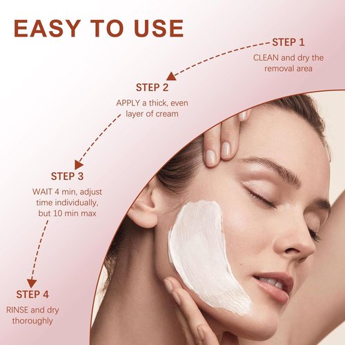 Facial Hair Removal Cream for Women, Painless & Flawless Depilatory Cream for Face Upper Lip Chin Hair Remover, Gentle Formula for Sensitive Skin