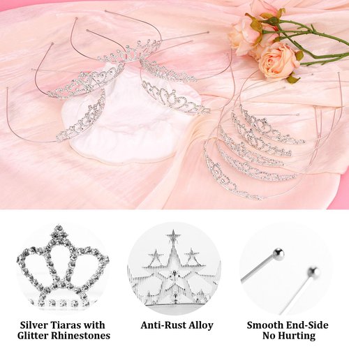 Tihebax 30 Pcs Tiaras Crowns Headbands for Women Girls Silver Princess Tiara Bulk Crown Tiaras Rapunzel Crown for Wedding Birthday Crystal Tiara for Prom, Bride, Pageant, Halloween