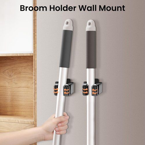 Frstem 2 Pack Razor Holder for Shower,Include 2 Adhesive Hooks&2 Broom Holder Wall Mount,Removable Suction Cup Razor Holder,Suction Cup Shower Hooks for Razor,Towel, Shaver Holder for Bathroom Wall