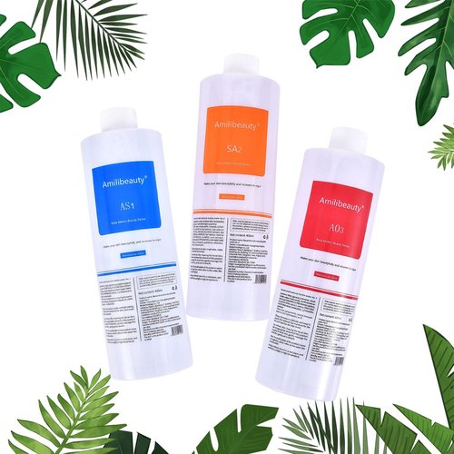 REEOOH Serums AS1 SA2 AO3, 400ml Peeling Solution Salon Skin Scrub, Facial Cleansing Moisturizing Skin Care, for Small Bubble Skin Care Facial Mask Machine, Ideal Gift for Women