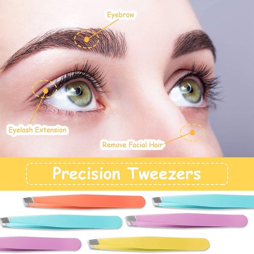 Maitys 30 Pieces Slanted Eyebrow Tweezers Stainless Steel Tip Precision Tweezers Bulk for Women and Men Personal Care Ingrown Hair, Facial Hair and Lash Extension