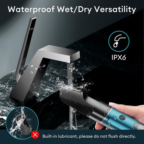 kensen Body Hair Trimmer for Men 3-in-1 Beard Trimmer for Men, Manscape Men's Groin & Pubic Hair Trimmer IPX6 Waterproof Wet/Dry Hair Clippers for Mens Rechargeable Electric Razor for Mens (Blue)