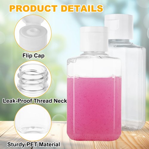 120 Pack 2 Oz Plastic Refillable Bottles with Flip Cap, Clear Hand Sanitizer Bottles, Travel Size Bottles with Flip Cap, Portable Reusable Containers with Lids for Shampoo,Body Soap,Toner, Lotion
