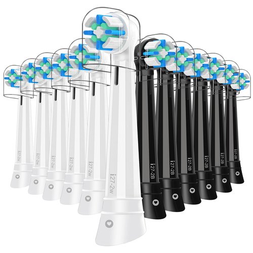 12 Count IO Replacement Heads Compatible with Oral B IO 2/3/4/5/6/7/8/9/10 Series Electric Toothbrushes, Medium Softness Brush Heads Compatible with Oral B iO for Teeth and Gums Care (Black White)