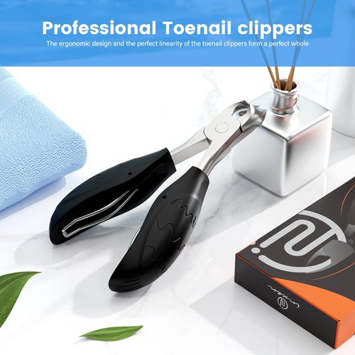 Toenail Clippers for Thick Nails for Seniors| INXEN 3-Pack Ergonomic Heavy Duty Angled Head Nail Clippers with Catcher | Premium Steel Wide Opening Fingernail Clippers Nail Cutter for Men & Women