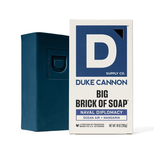 Duke Cannon Naval Diplomacy Big Brick Soap Bar 10 oz - Ocean Air + Mandarin Scent, Triple Milled Long-Lasting Natural Soap, Large Men’s Bar, Supports U.S. Veterans, 4 Pack