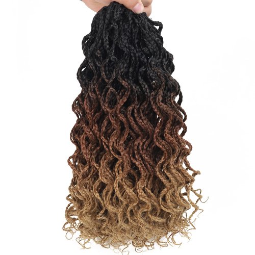 150 Strands Goddess Box Braids Crochet Braids Hair Pre lopped with Curly Braids Synthetic Braiding Hair 14 Inch 5Packs/Lot (14Inch(5packs), 1B/30/27#)