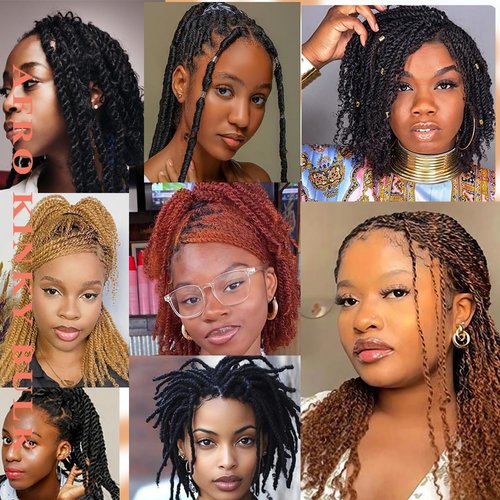 Afro Kinkys Bulk Human Hair,50g,braiding Human hair for Twist, Repaid Locs, Dreadlocks,Afro Kinky Bulk Human hair Extension for black women(22",50g,1B)