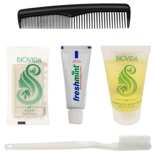 Moda West 24 Hygiene Kits - Bulk Case of Wholesale Basic Toiletry Kits for Men, Women, Travel, Charity 5 Pc Kit