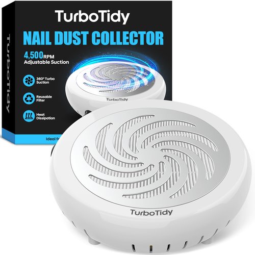 TurboTidy Nail Dust Collector, Nail Stuff with Adjustable Suction, Reusable Filter Nail Vacuum Machine for Acrylic Nails, Gel Nails, Nail Supplies, and Home Salon