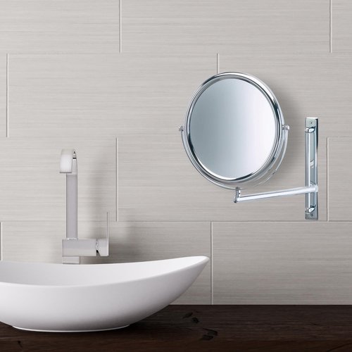 JERDON Two-Sided Wall-Mounted Makeup Mirror with 3X-1X Magnification –9” Diameter Mirror Extends 9” – Polished Chrome Finish - Model JP3030CF