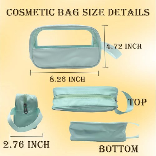 HUTUYIYI Clear Makeup Bag, Portable Travel Toiletry Cosmetic Bag Case for Women, TSA Approved Transparent PVC Waterproof Clear Pouch for Travel Essentials for Women - Sea Green