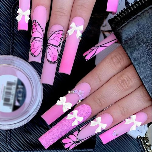 300Pcs 3D Bow Nail Charms and Flatback Pearls Set,Black White Pink Bowknot,Bow-Knot Nail Stud Rhinestones Crystal,Nail Art Charms,Nail Art Supplies,for Manicure DIY,Nail Art Design,Jewelry Decoration