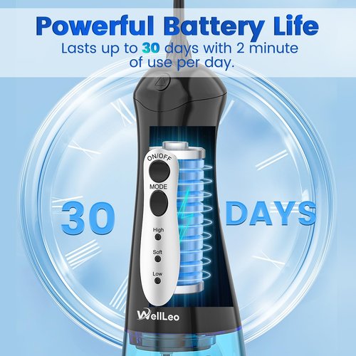 WellLeo Water Flossers for Teeth, Portable Oral Irrigator Rechargeable Water Dental Flosser Pick with High Pressure 5 Jet Tips, IPX7 Travel Water Flossing for Brace Teeth Cleaner Gum Care