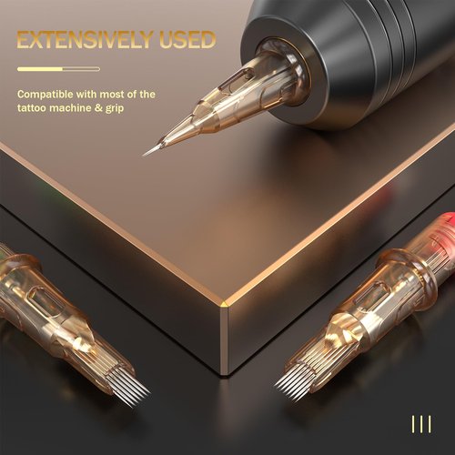 EZ Tattoo Cartridge Needles Assorted - 50Pcs #12 Mixed (5RS 7RS 9RS 14RS 18RS) Standard Round Shader Tattoo Needles Cartridges for Tattoo Pen Machine Gun - V SELECT
