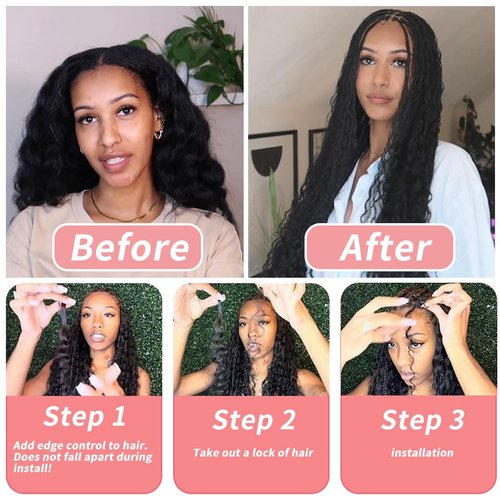 Human Braiding Hair for Boho Braids 12A Deep Water Wave Bulk Human Hair for Braiding No Weft Wet and Wavy Curly Human Hair Extensions (1B-Natural Black-Deep, 110g-22 Inch)