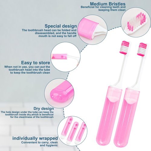 Travel Size Toothbrush Bulk Disposable Toothbrushes Individually Wrapped ,Mini Toothbrush With Toothbrush Cover Folding Toothbrushes Camping Toothbrush for Camping,Hiking,Traveling,School (100)