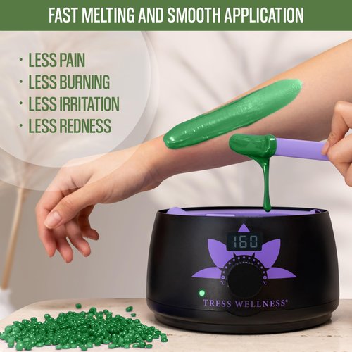 Tress Wellness Wax Beads - Safe for Skin - Dermatologically Tested - At-Home Kit for Bikini, Brazilian & Full Body - Tea Tree 2.4 lb F8