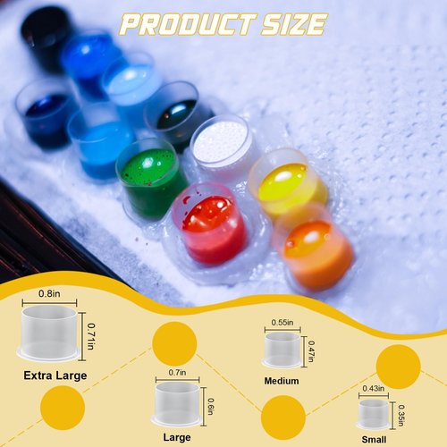 Tattoo Ink Caps - Narkysus 1000Pcs Large Ink Cups Disposable Tattoo Caps with Base #17mm Clear Plastic Pigment Caps Container Ink Cups for Tattoo Ink Tattoo Supplies