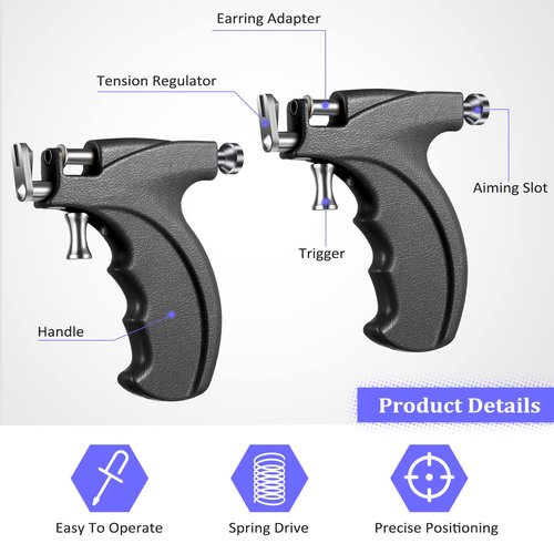Chumia 157 Pcs Ear Piercing Gun Tool Set Stainless Steel 36 Pairs Studs 98 Earrings 22 Nose Studs Nose Navel Piercing Machines for Salon Home
