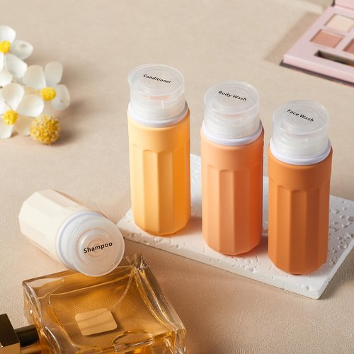 INSFIT Travel Bottles for Toiletries, TSA Approved 3oz Travel Size Containers, BPA Free Leak Proof Squeezable Silicone Tubes for Shampoo Conditioner Lotion Body Wash with Labels
