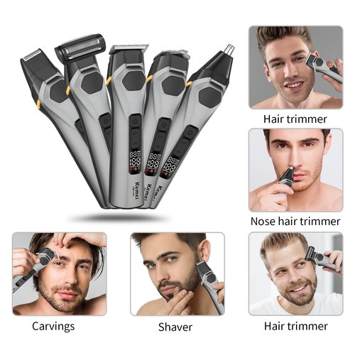 KEMEI Professions Beard Trimmer for Men Cordless IPX6 Waterproof Mens Beard Trimmer for Night Lighting Lamp Rechargeable for Nose, Body, Face and Mustache with LED Display Gifts Mens KM-1791
