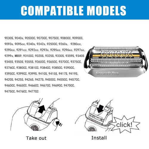 Series 9 94M Replacement Head Compatible with Braun Series 9 Shavers 9290cc, 9291cc, 9370cc, 9293s, 9385cc, 9390cc, 9330s, 9296cc