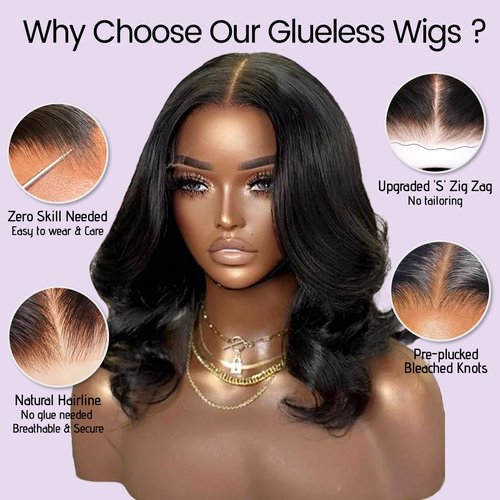 UVVUVV Bob Wig Human Hair 4x4 Frontal Lace Wig 10 Inch Body Wave 180% Density HD Lace Front Wigs Human Hair Pre Plucked Bob Wigs for Women (10 inch, Natural Black)