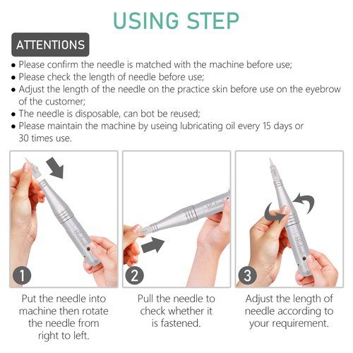 Pinkiou Permanent Makeup Machine MicroPigmentation Pen Hair Stroked Eyebrow Professional Microblading Pen Machine For EyeBrow Eyeline Lip Brow Lamination（Silver）