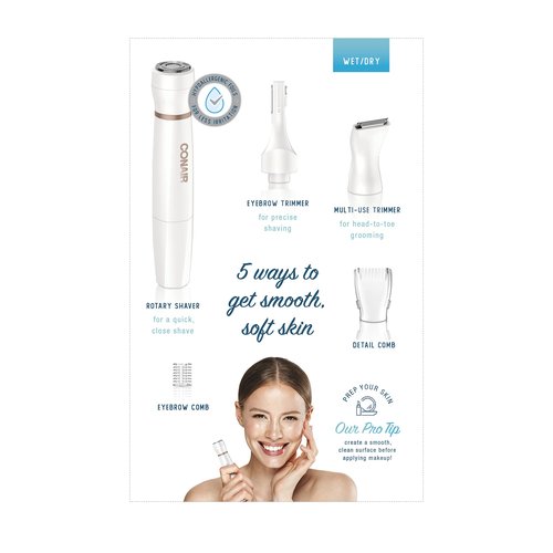 Conair All-In-1 Facial Hair Removal for Women, Cordless Electric Trimmer, Perfect for Face, Ear/Nose, Eyebrows, and Bikini Lines