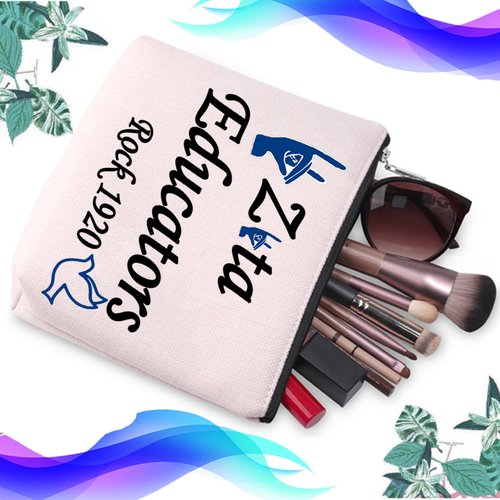 PXTIDY Greek Sorority Gift Makeup Bag Zeta Educators Rock 1920 Cosmetic Bag Sisterhood Gift Sorority Gift